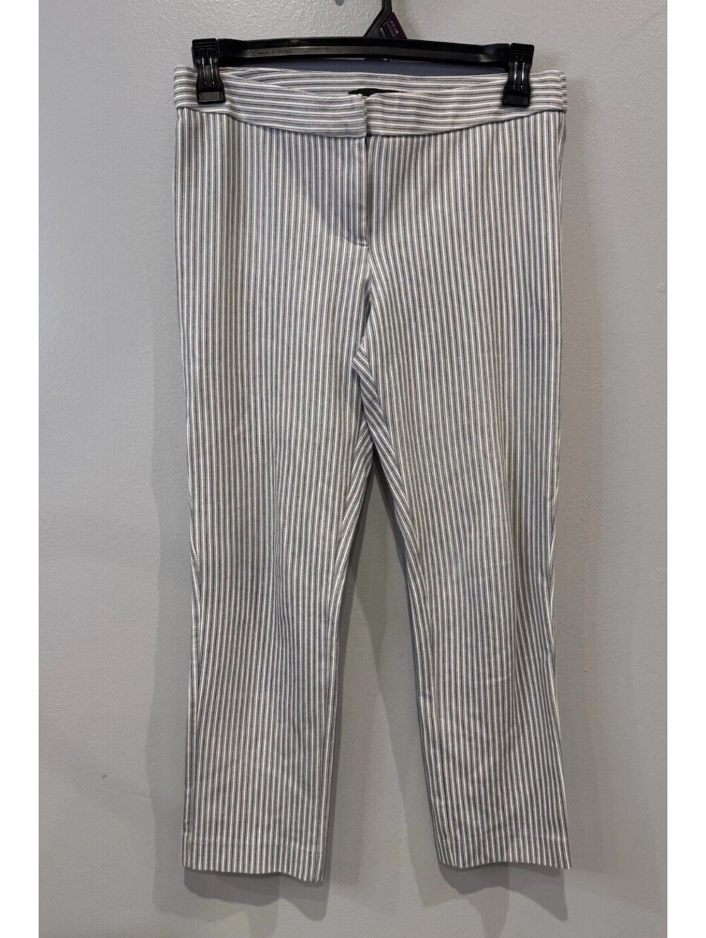 Amanda Chelsea Cropped Pants Blue White Pinstripe Women’s, Soft Stretch GUC